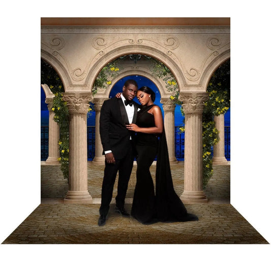 Mediterranean Pillars Outdoor Arch Photo Backdrop