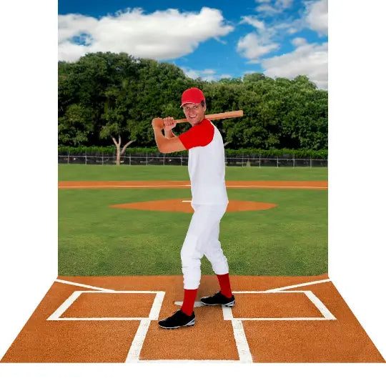 Home Plate Baseball Daytime Photo Backdrop