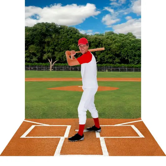 Home Plate Baseball Daytime Photo Backdrop