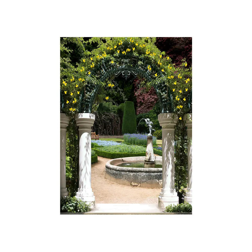 Wedding Garden Arch Fountain Photography Backdrop