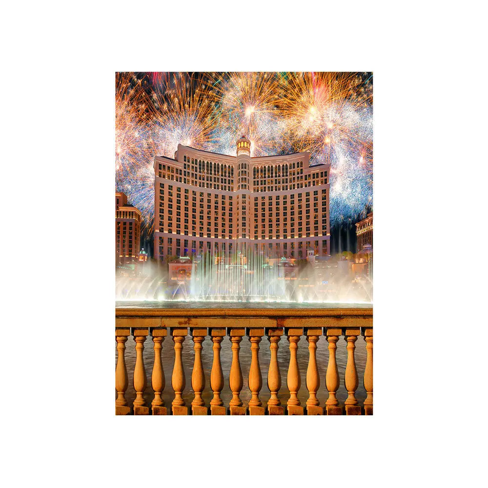 Belagio Fountain With Fireworks Photography Background