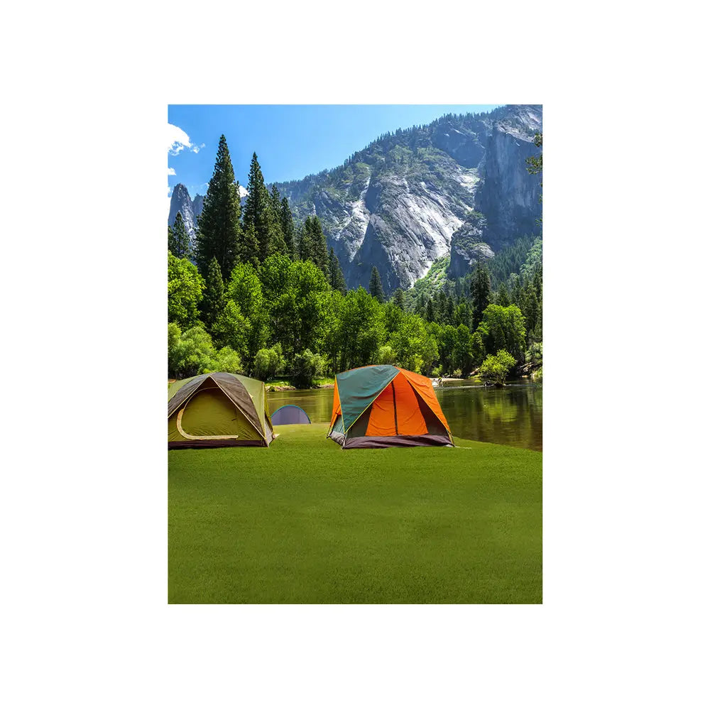 Camping By The Lake Photography Backdrop