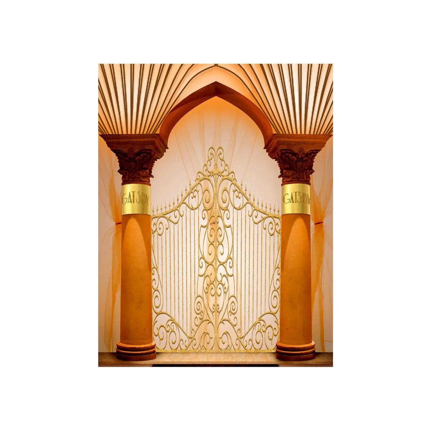 Gatsby Gates Double Gold Columns Photo Backdrop