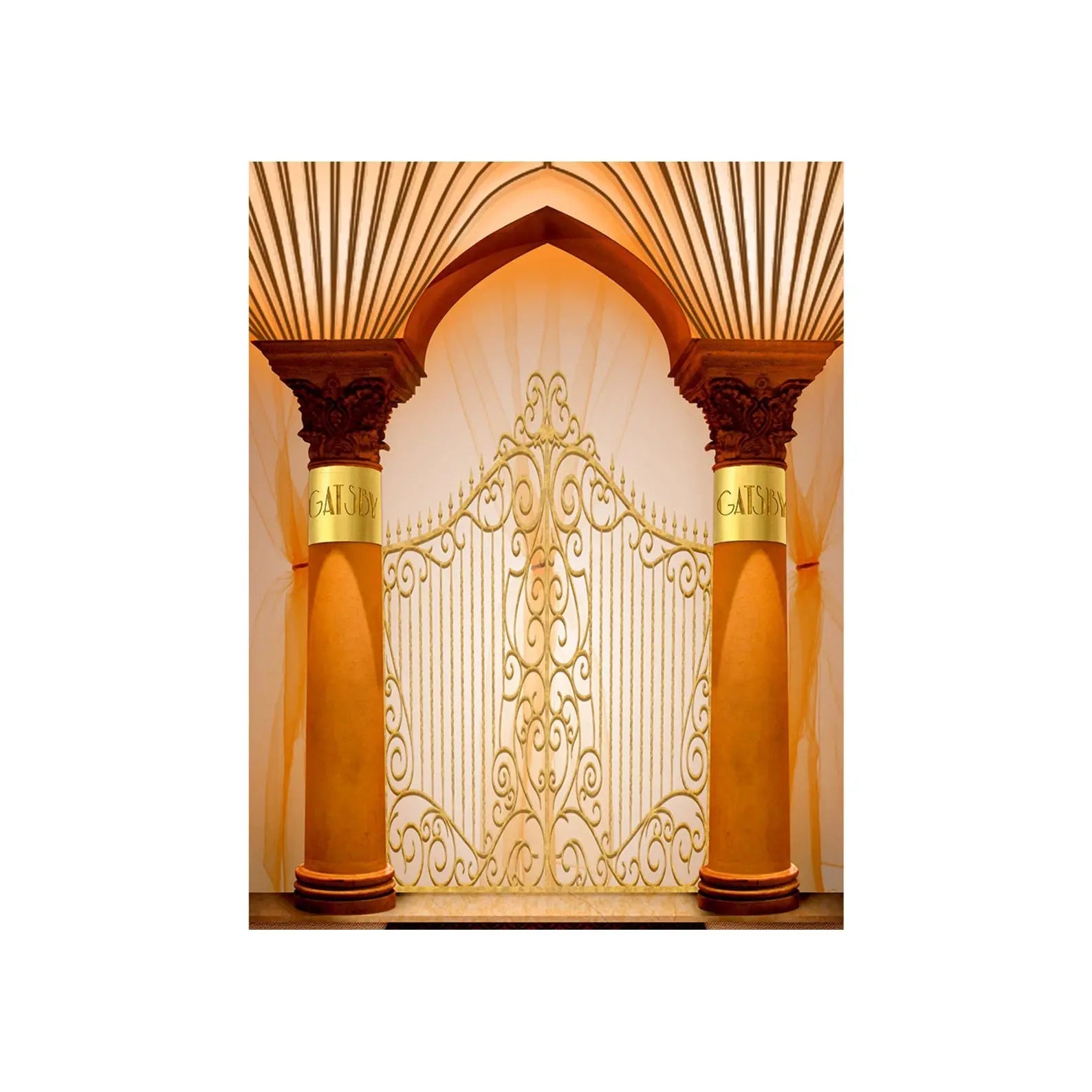 Gatsby Gates Double Gold Columns Photo Backdrop