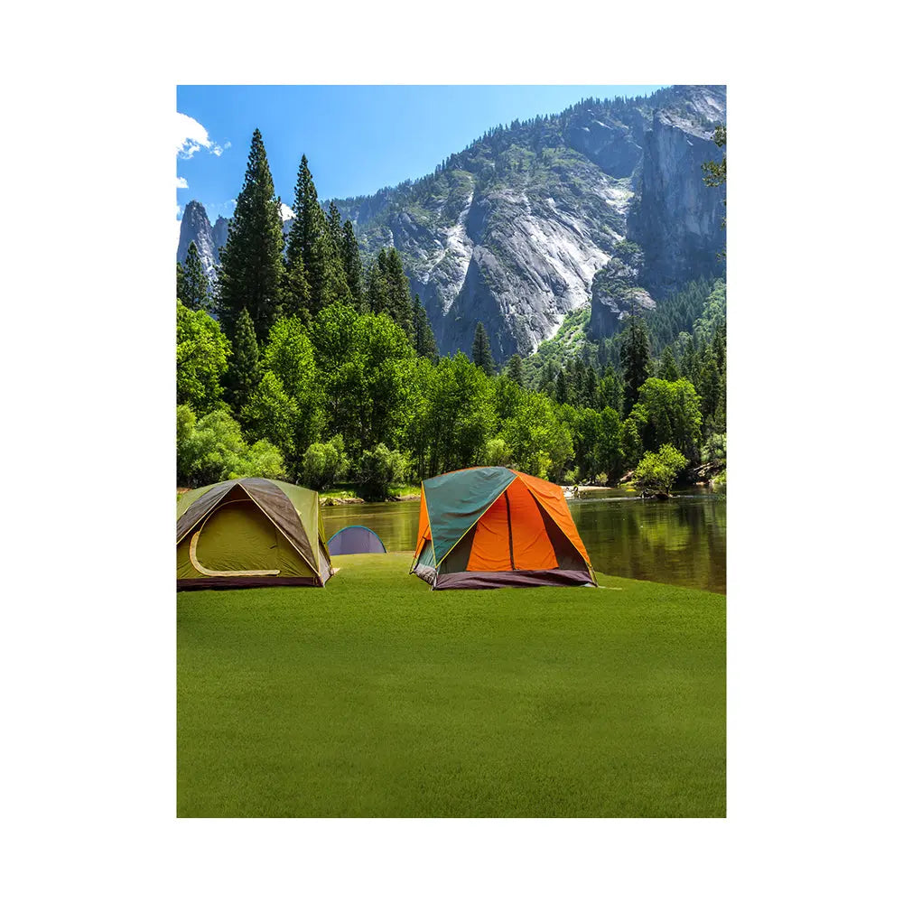 Camping By The Lake Photography Backdrop