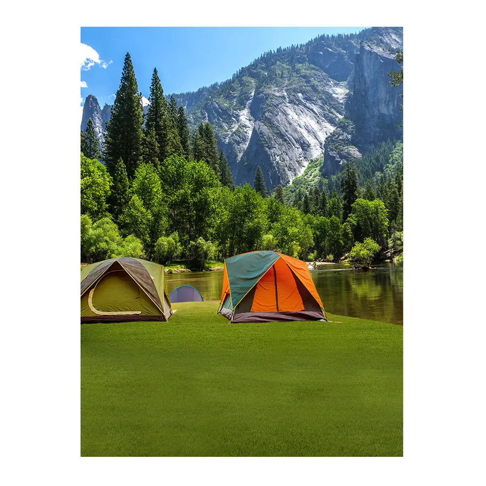 Camping By The Lake Photography Backdrop