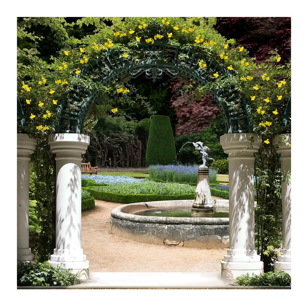 Wedding Garden Arch Fountain Photography Backdrop