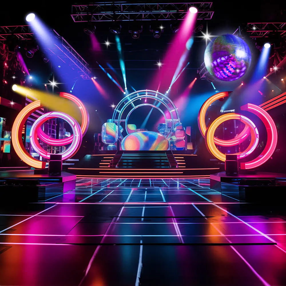 Disco Stage Party Photo Backdrop. Basic 10x8