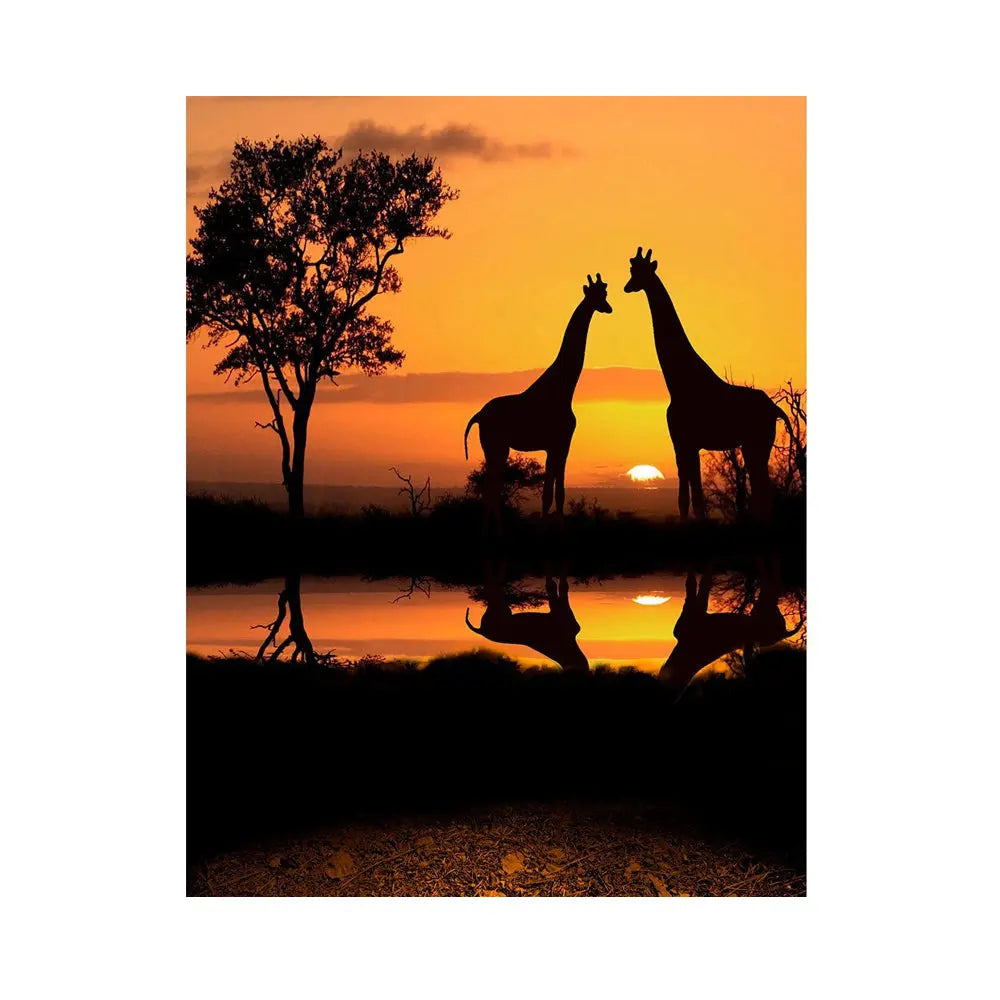 Giraffe Safari Sunset Photo Backdrop - Basic 5.5  x 6.5