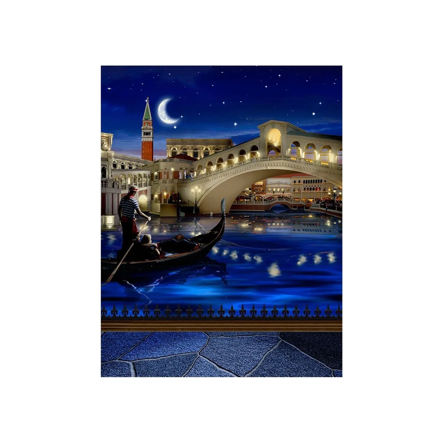 Venice Gondola Canals at Night Photography Backdrop - Basic 4.4 x 5