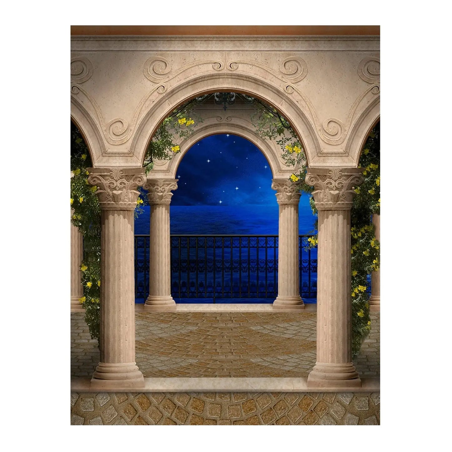 Mediterranean Pillars Outdoor Arch Photo Backdrop - Basic 6  x 8