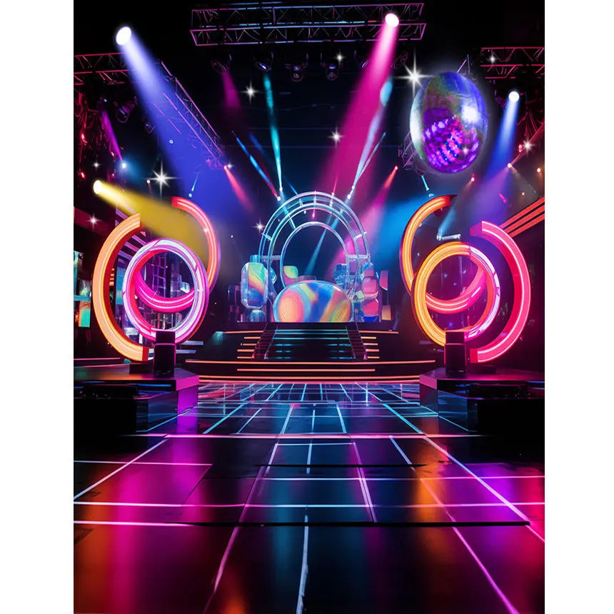 Disco Stage Party Photo Backdrop Basic 8x10