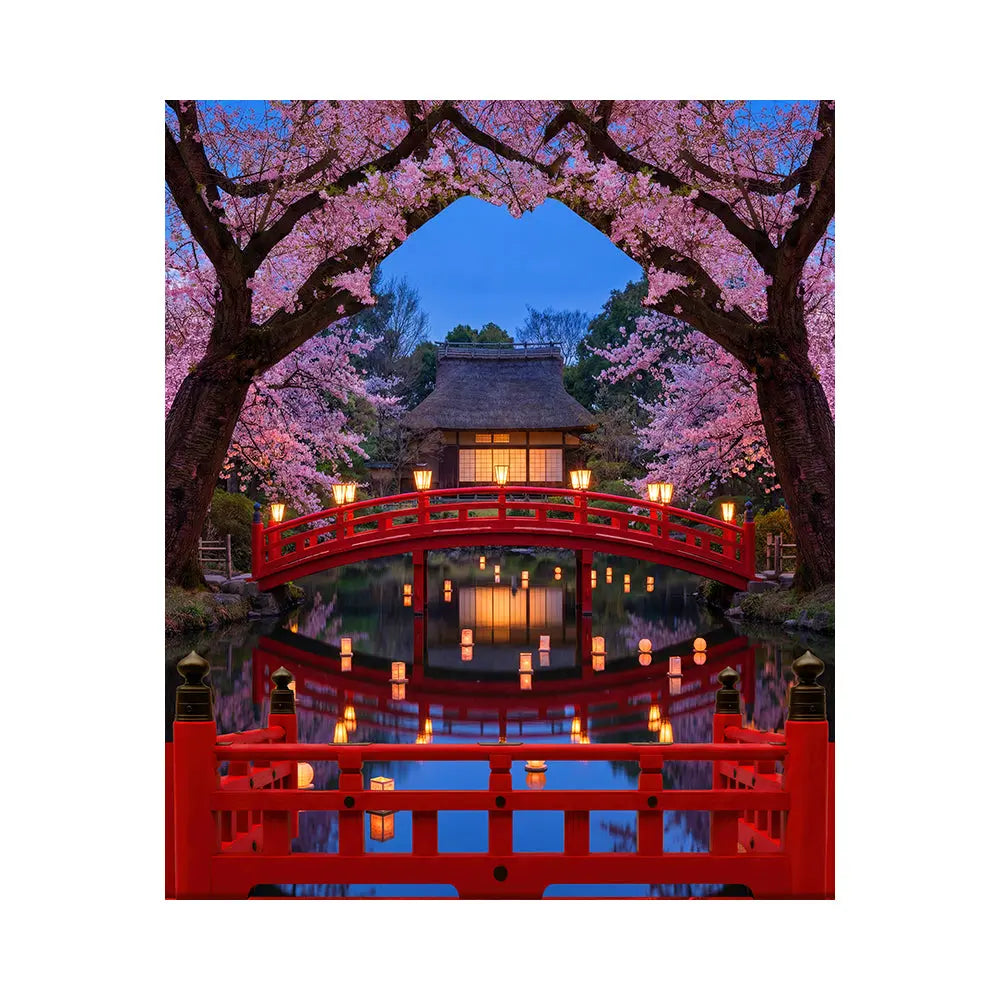 Cherry Blossom Backdrop, Asian Decor Fabric Background Alba Backgrounds