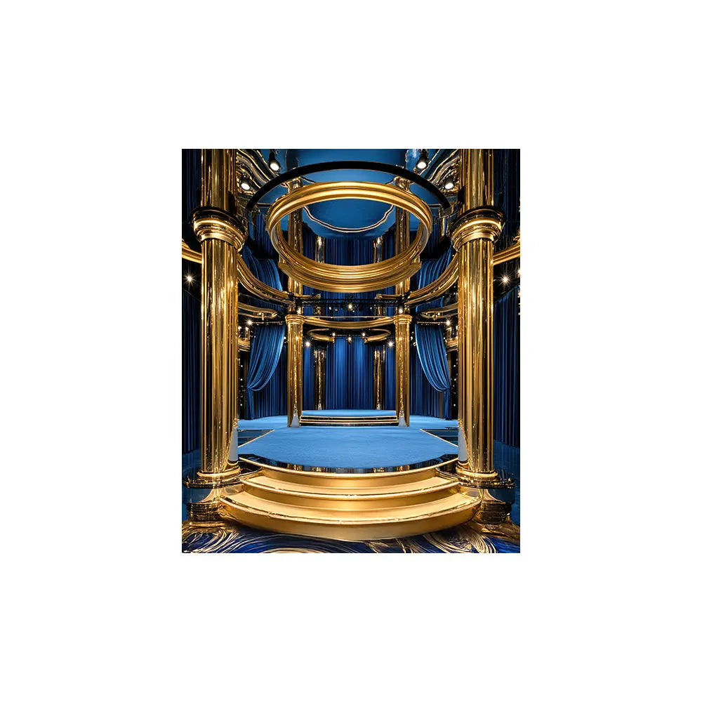 Emmy or Oscar Awards Stage Backdrop, Musical, Play, Competition, School Dance, Recital, Gold and Royal Blue Photo Backdrop