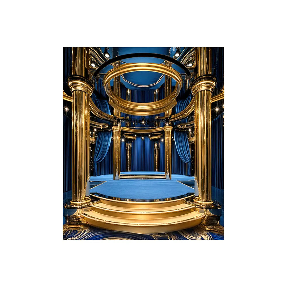 Emmy or Oscar Awards Stage Backdrop, Musical, Play, Competition, School Dance, Recital, Gold and Royal Blue Photo Backdrop