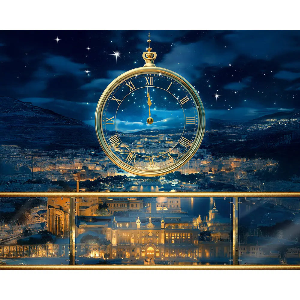 Meet me at Midnight Backdrop Gold Clock Alba Backgrounds