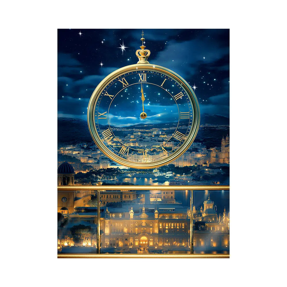 Meet me at Midnight Backdrop Gold Clock Alba Backgrounds