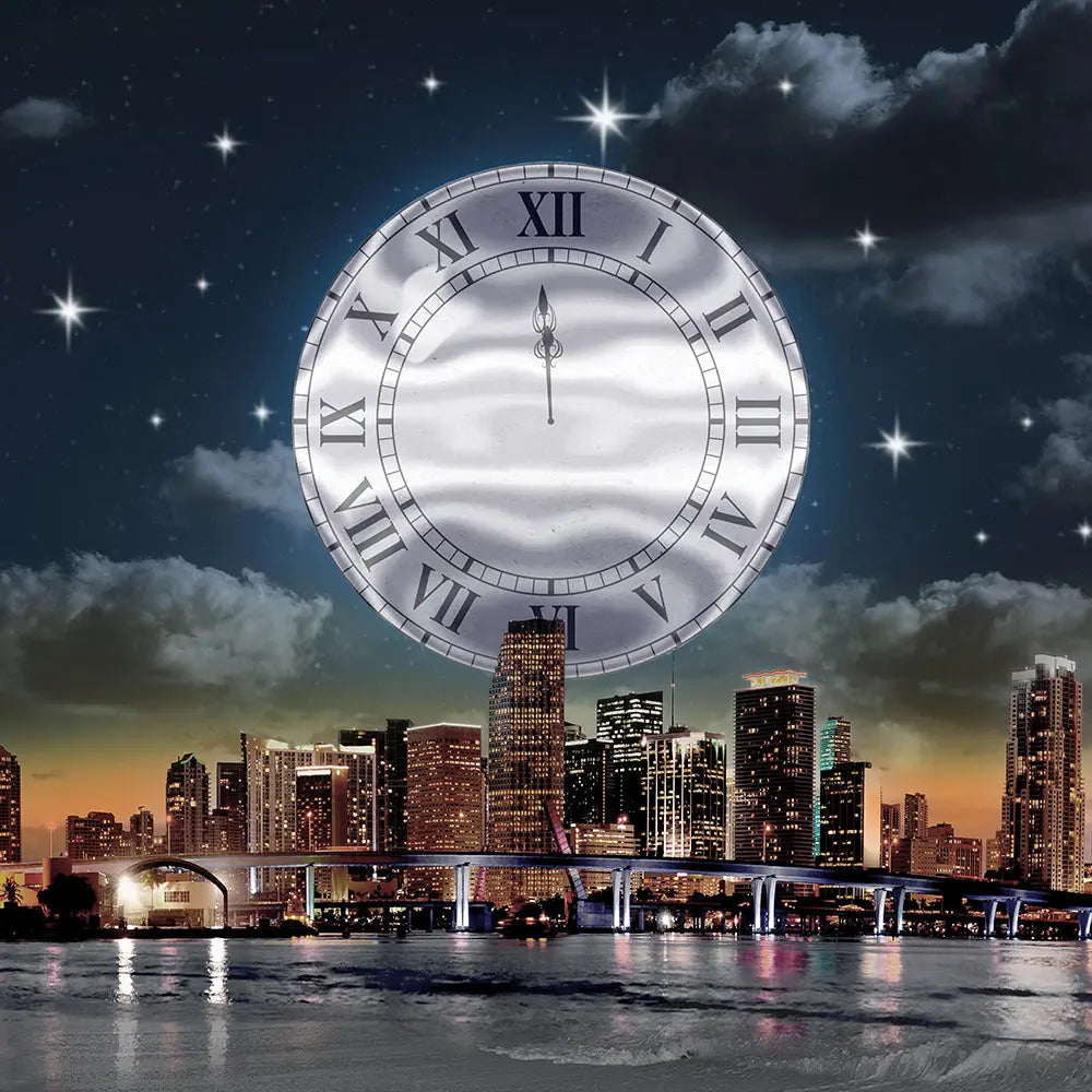 Meet me at Midnight Prom Backdrop Silver Clock