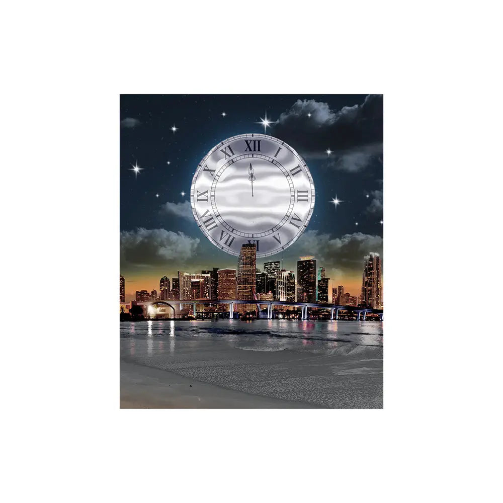 Meet me at Midnight Prom Backdrop Silver Clock