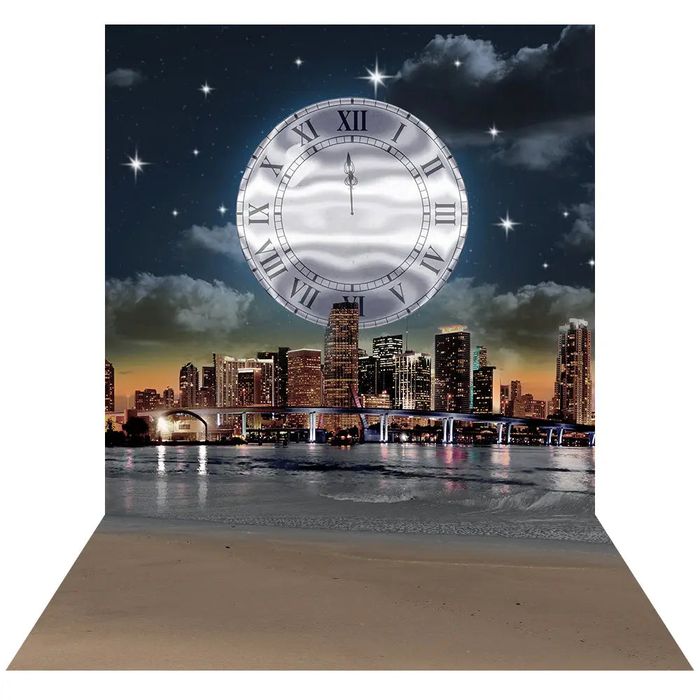Meet me at Midnight Prom Backdrop Silver Clock