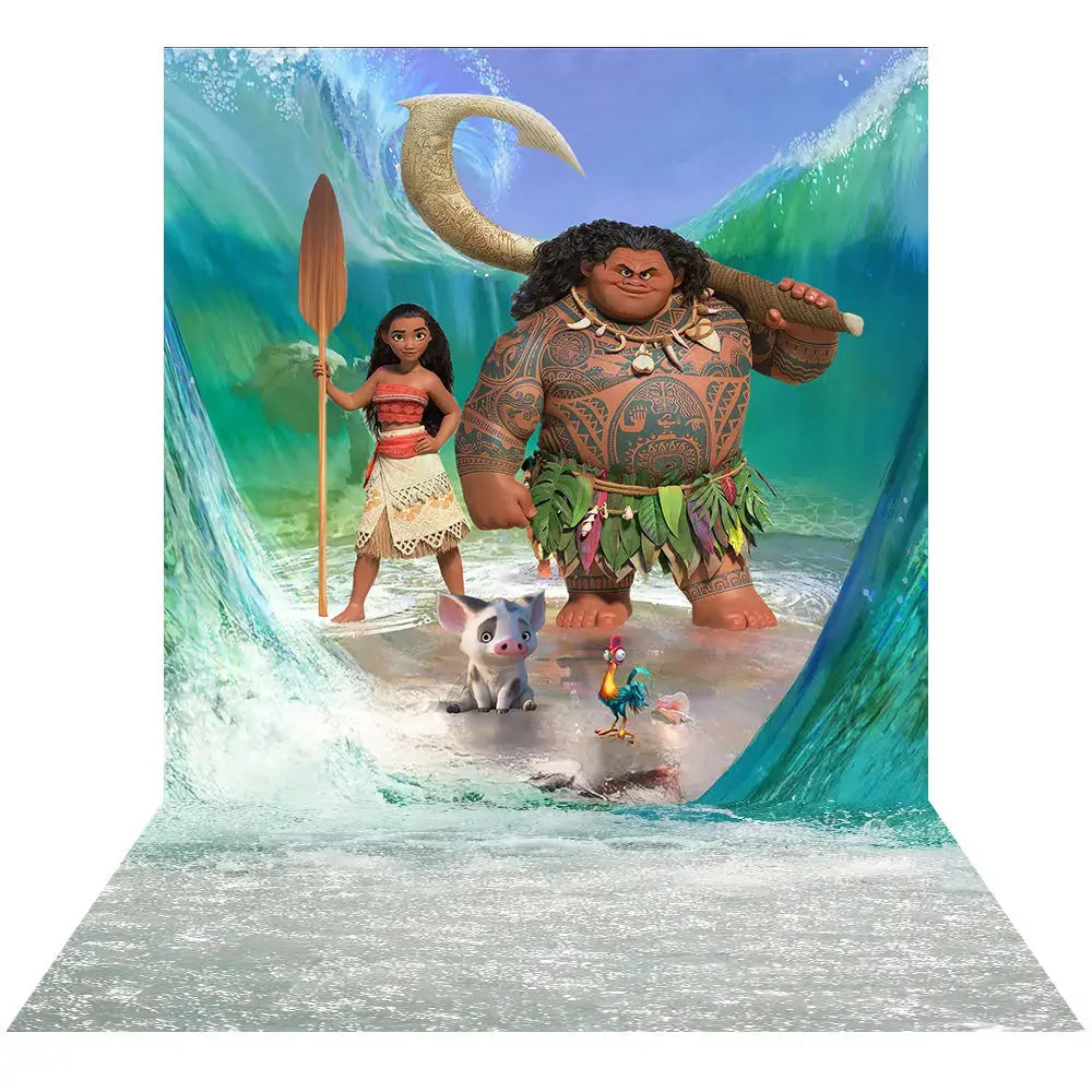 Moana Photo Backdrop, Moana and Maui's Oceana Adventure, Children's banner, Birthday backdrop