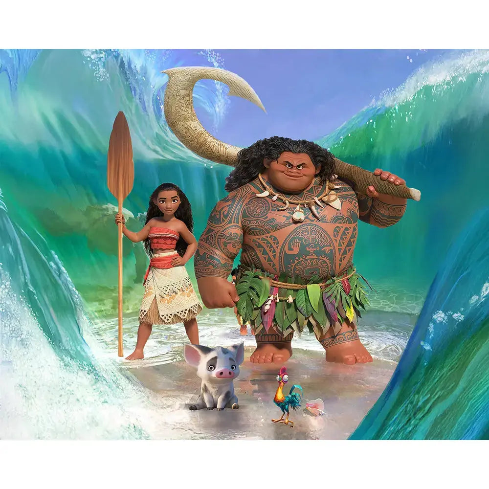Moana Photo Backdrop, Moana and Maui's Oceana Adventure, Children's banner, Birthday backdrop