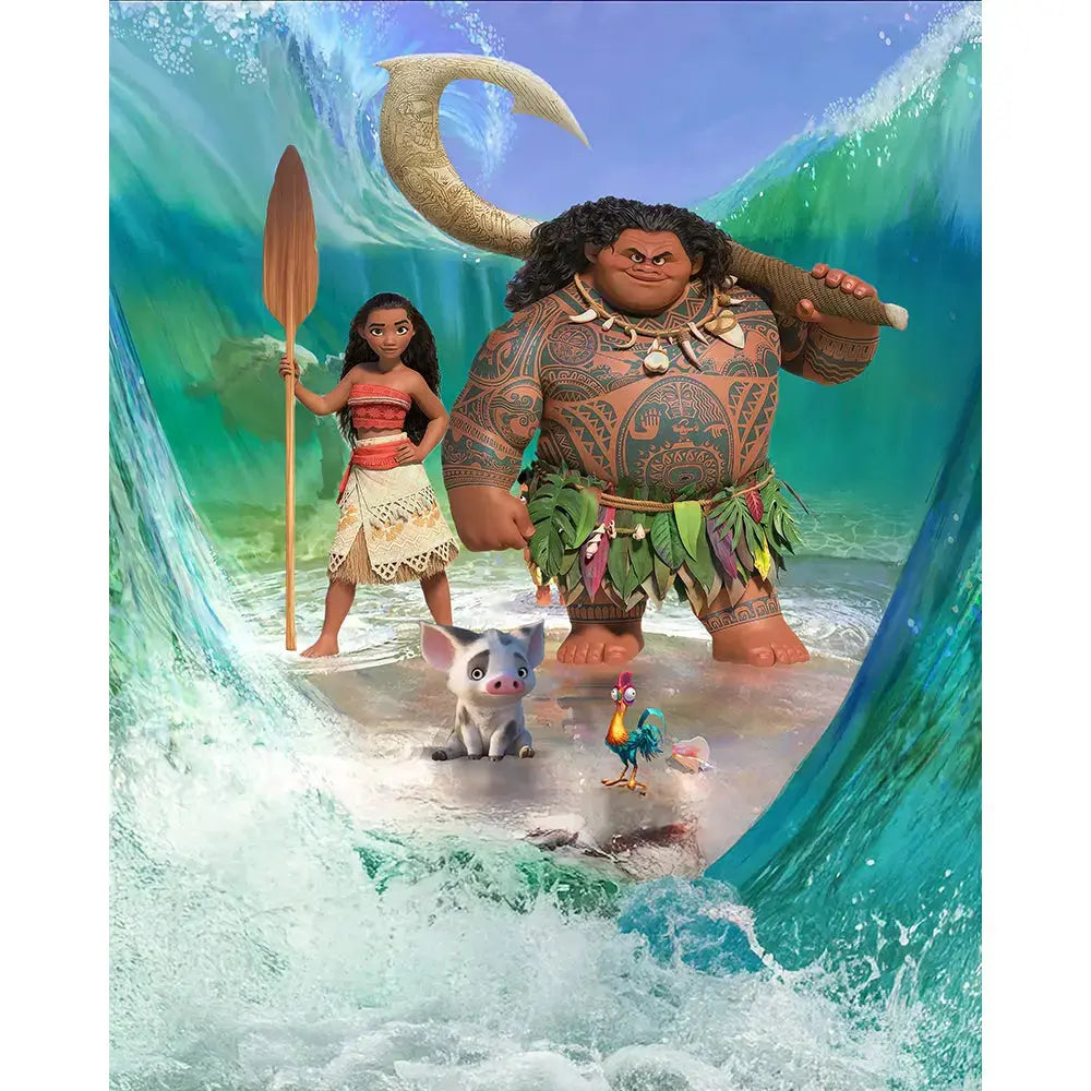 Moana Photo Backdrop, Moana and Maui's Oceana Adventure, Children's banner, Birthday backdrop