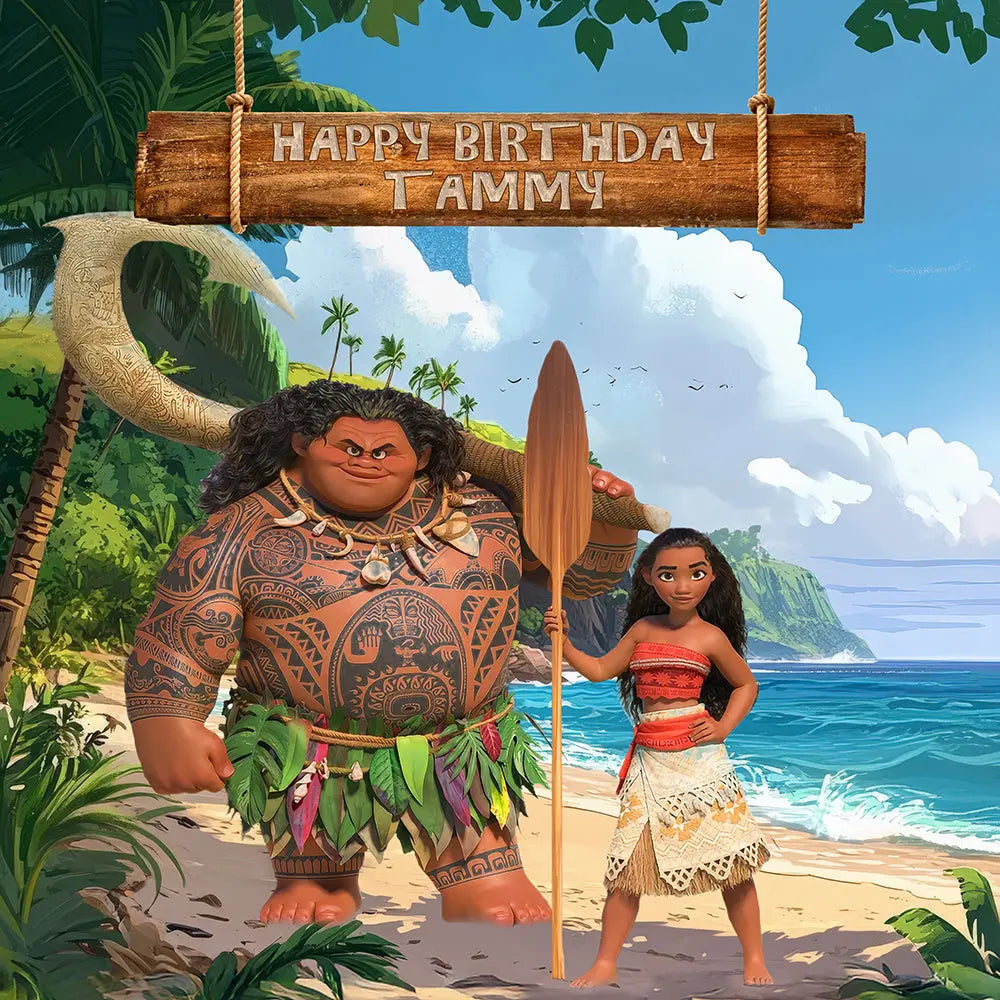 Moana Photo Backdrop, Children's Birthday Decor Alba Backgrounds