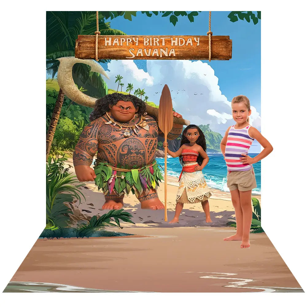 Moana Photo Backdrop, Children's Birthday Decor Alba Backgrounds