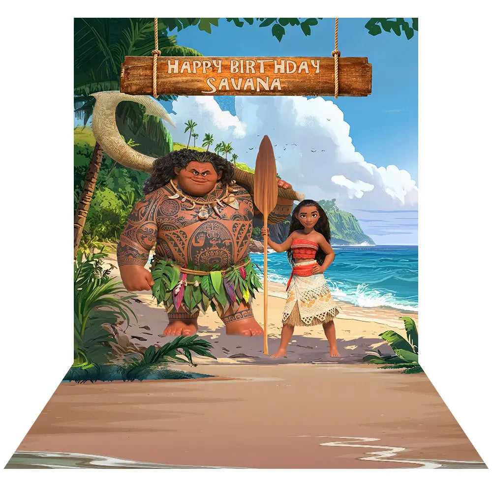 Moana Photo Backdrop, Children's Birthday Decor Alba Backgrounds
