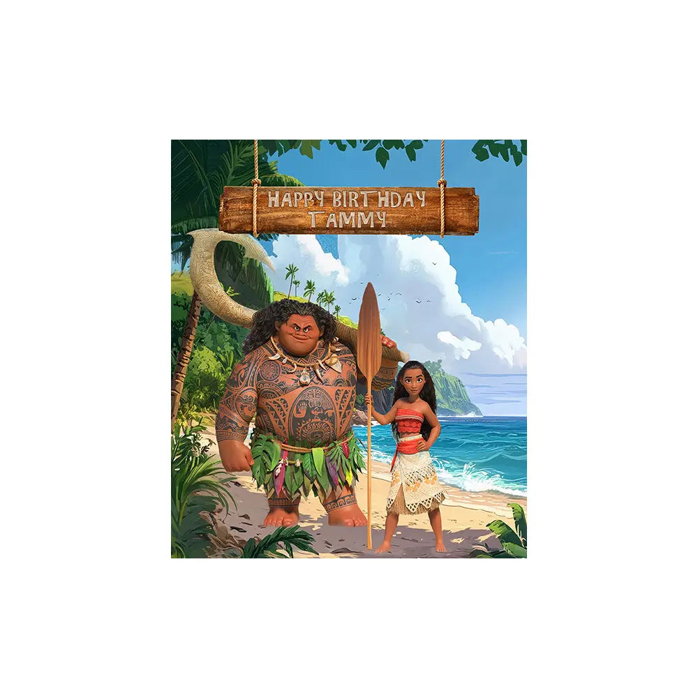 Moana Photo Backdrop, Children's Birthday Decor Alba Backgrounds