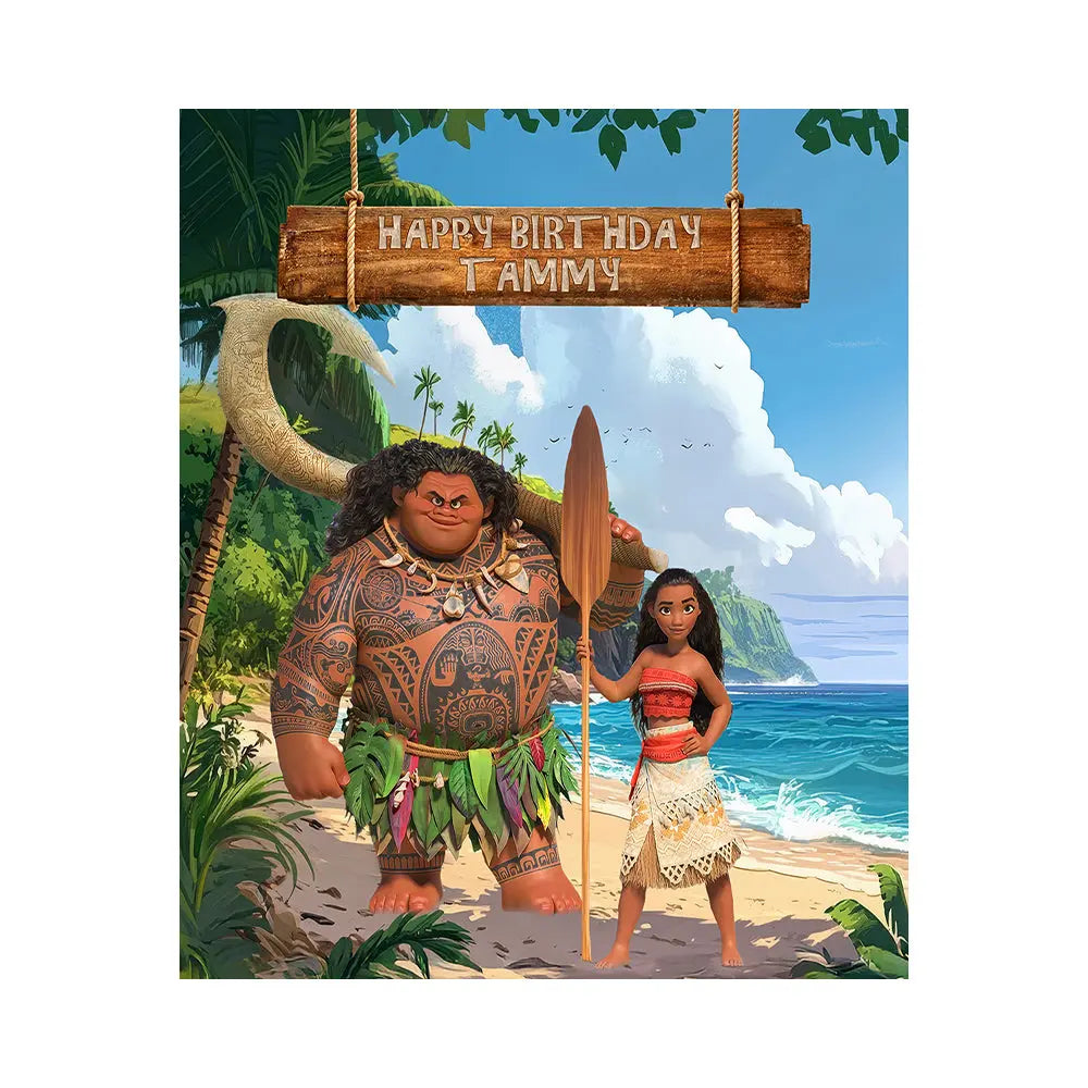 Moana Photo Backdrop, Children's Birthday Decor Alba Backgrounds