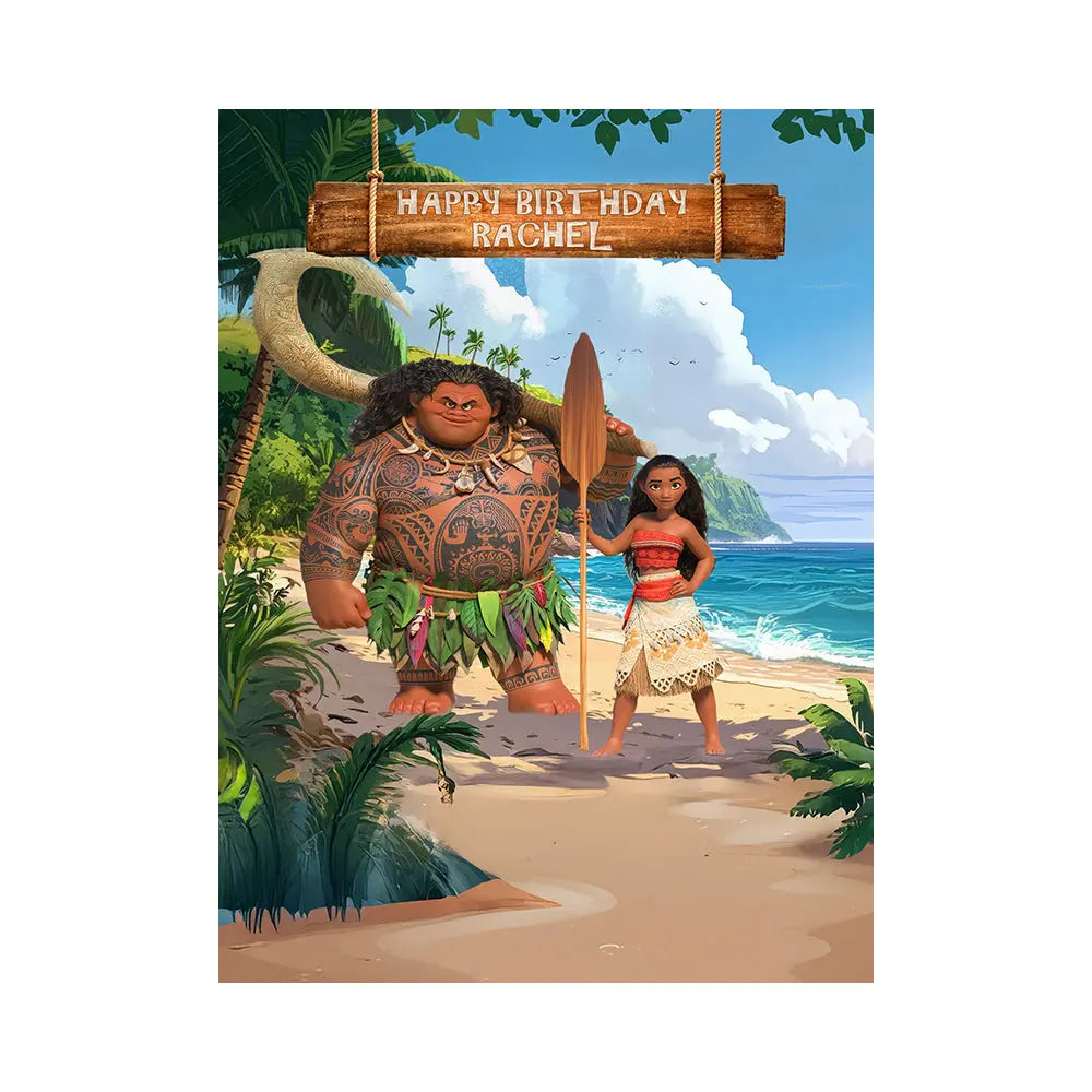 Moana Photo Backdrop, Children's Birthday Decor Alba Backgrounds