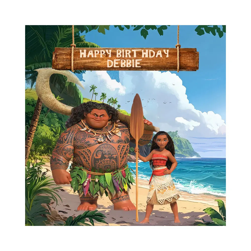 Moana Photo Backdrop, Children's Birthday Decor Alba Backgrounds