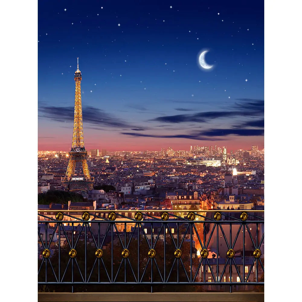Eiffel Tower At Dusk Photo Backdrop Background 6x8
