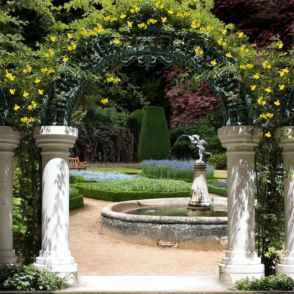 Wedding Garden Arch Fountain Photography Backdrop