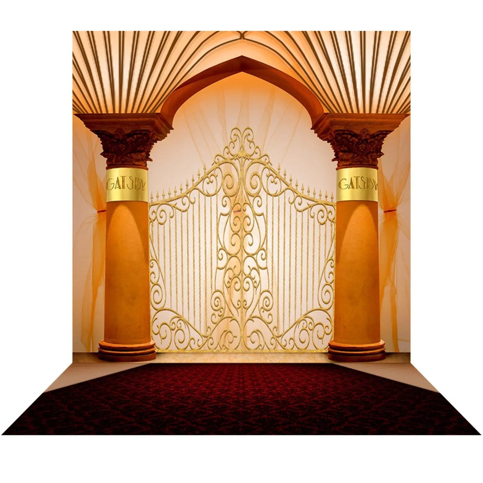 Gatsby Gates Double Gold Columns Photo Backdrop