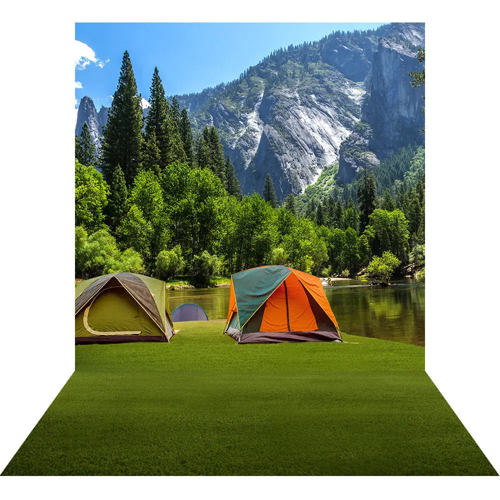 Camping By The Lake Photography Backdrop