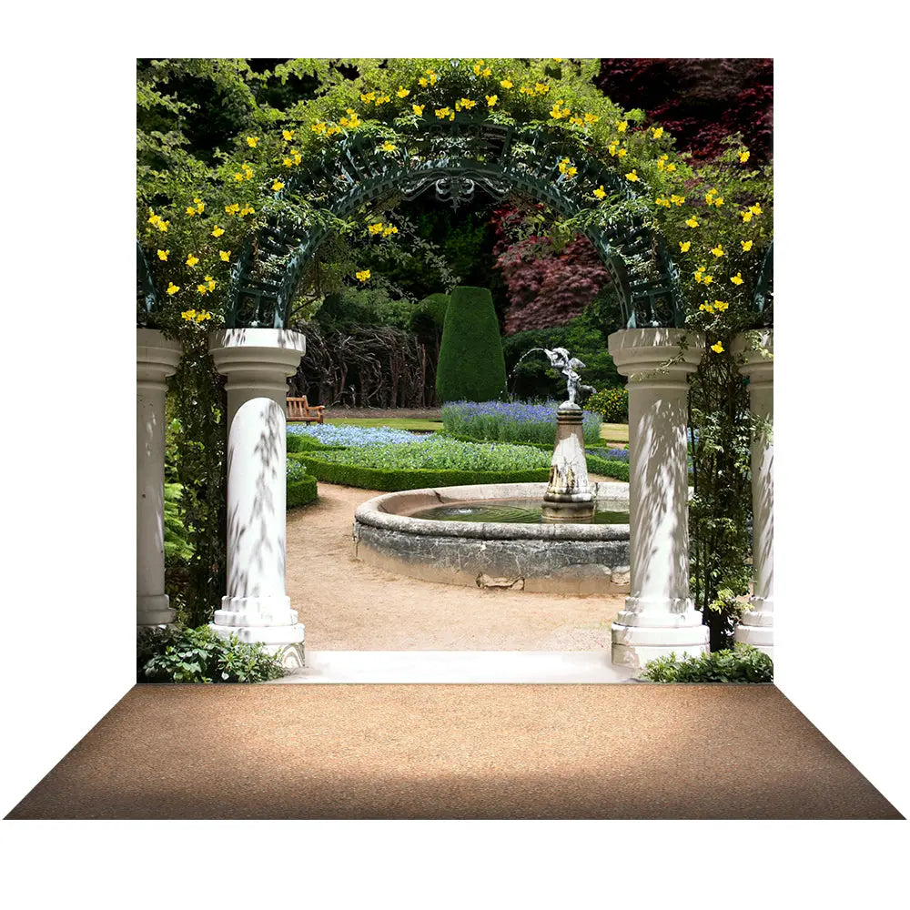 Wedding Garden Arch Fountain Photography Backdrop