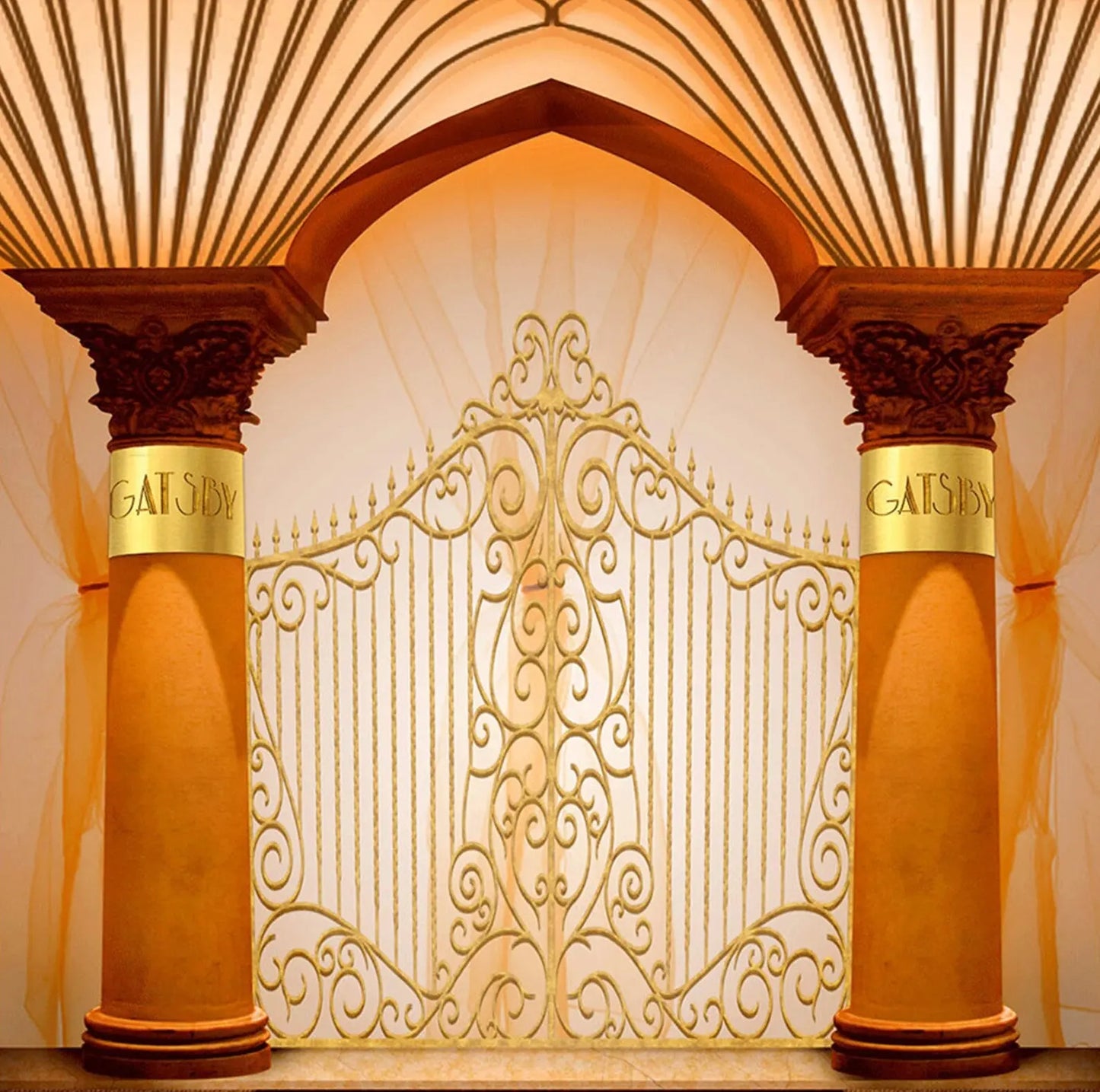 Gatsby Gates Double Gold Columns Photo Backdrop