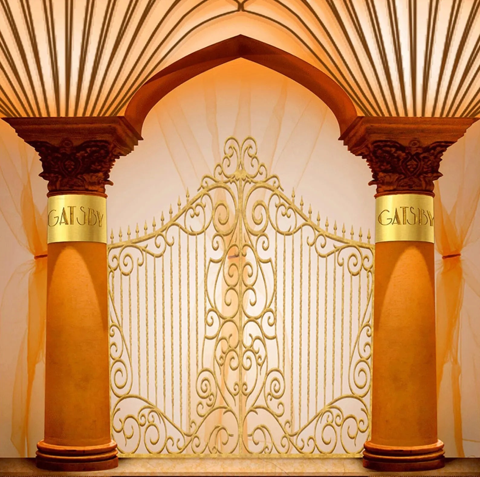 Gatsby Gates Double Gold Columns Photo Backdrop