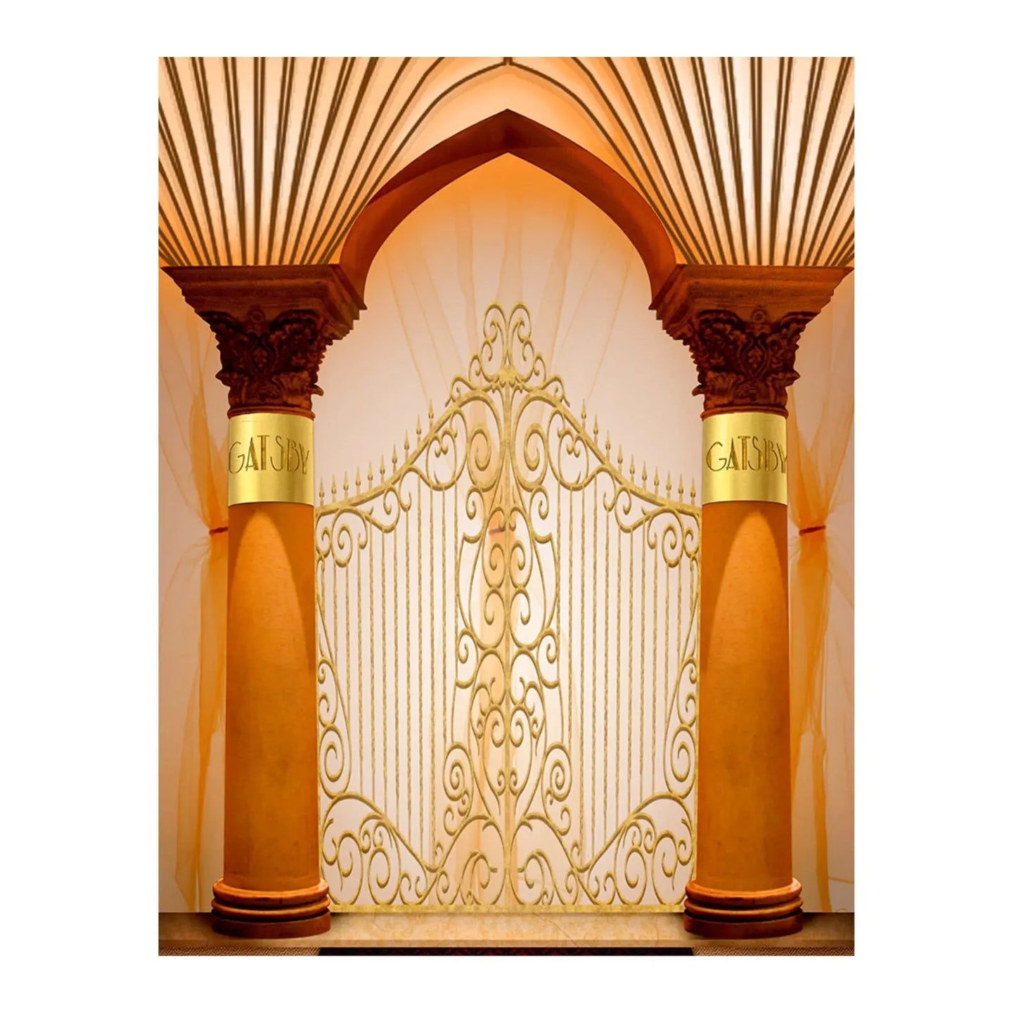Gatsby Gates Double Gold Columns Photo Backdrop