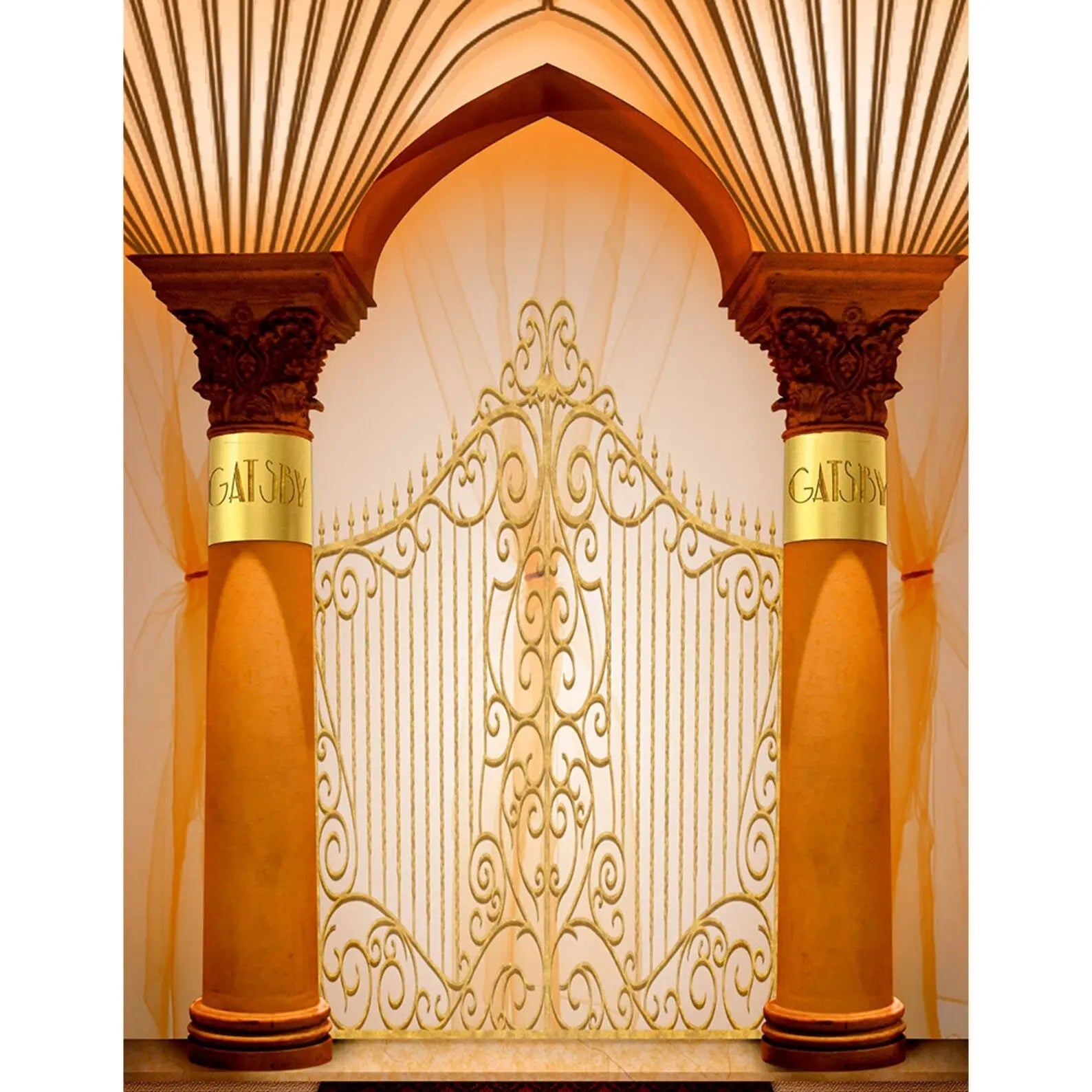 Gatsby Gates Double Gold Columns Photo Backdrop