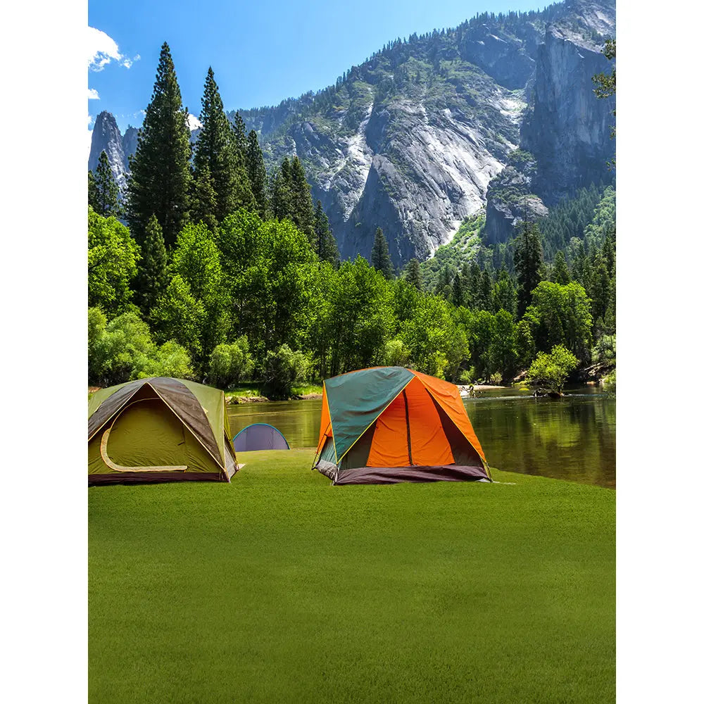 Camping By The Lake Photography Backdrop