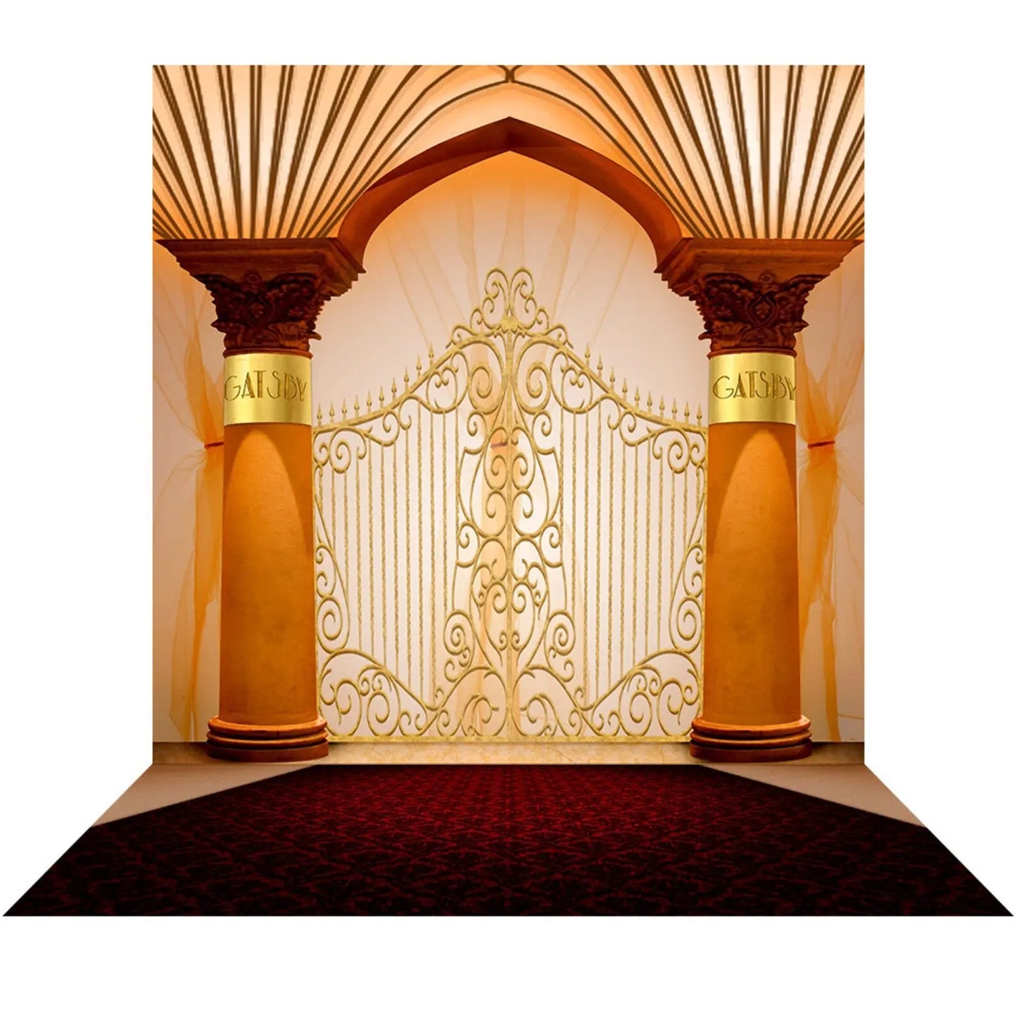 Gatsby Gates Double Gold Columns Photo Backdrop