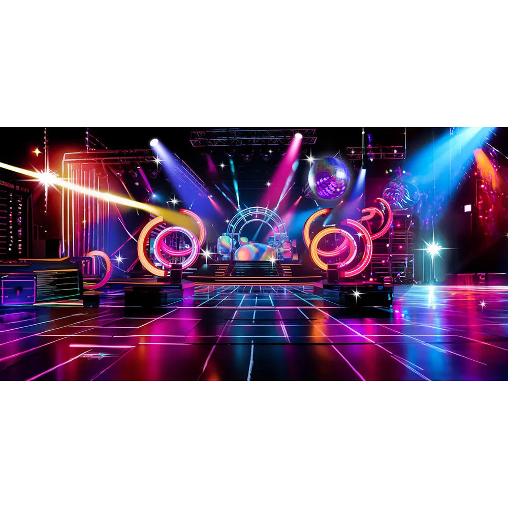 Disco Stage Party Photo Backdrop Pro 16x9