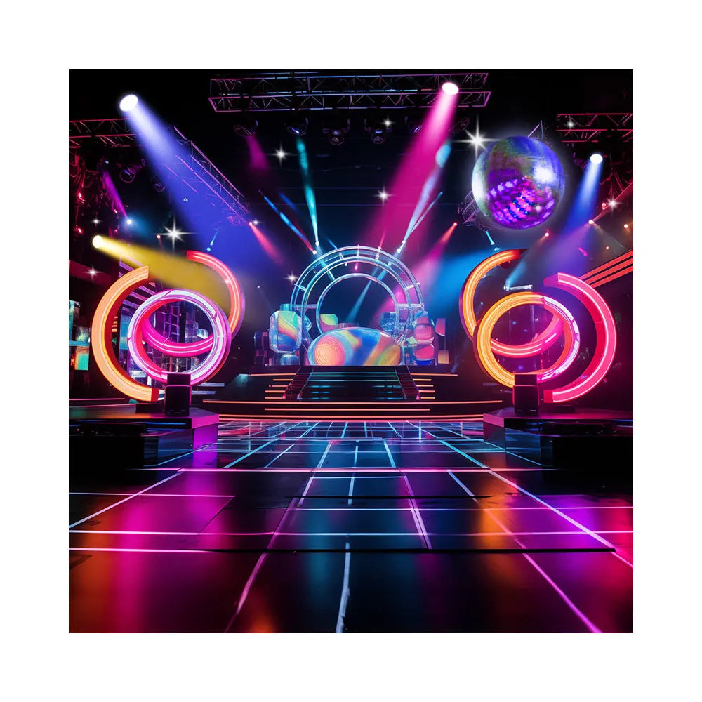 Disco Stage Party Photo Backdrop Pro 8x8