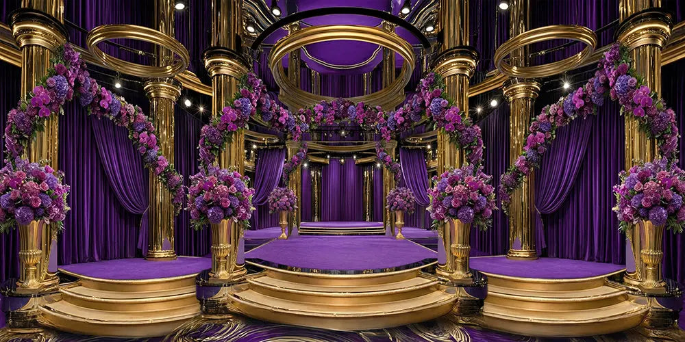 Purple Reign Backdrop, Glamour Stage Fabric Background Alba Backgrounds