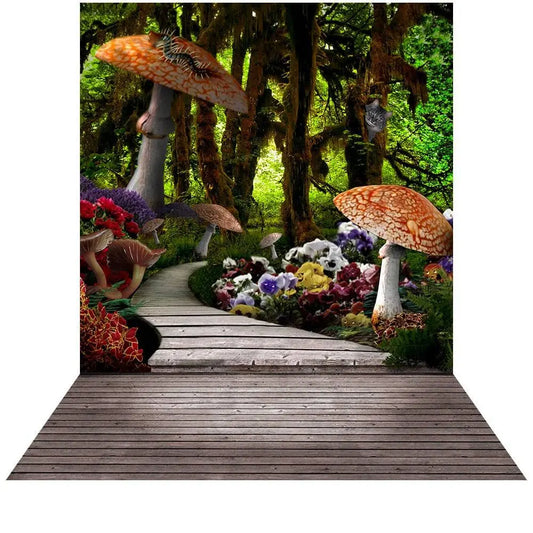 Alice in Wonderland Wood Path Photo Backdrop