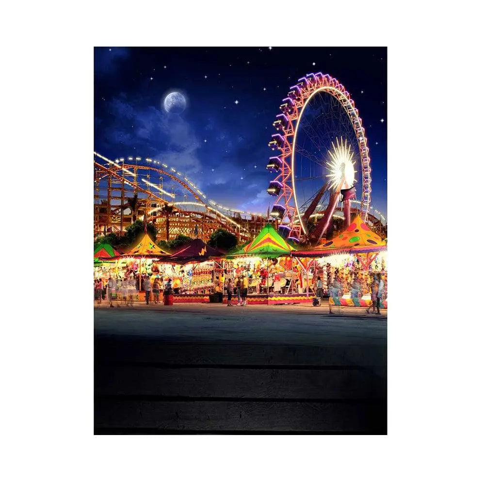 Night Sky Amusement Park Backdrop, Backgrounds Banners - Basic 5.5 x 6.5